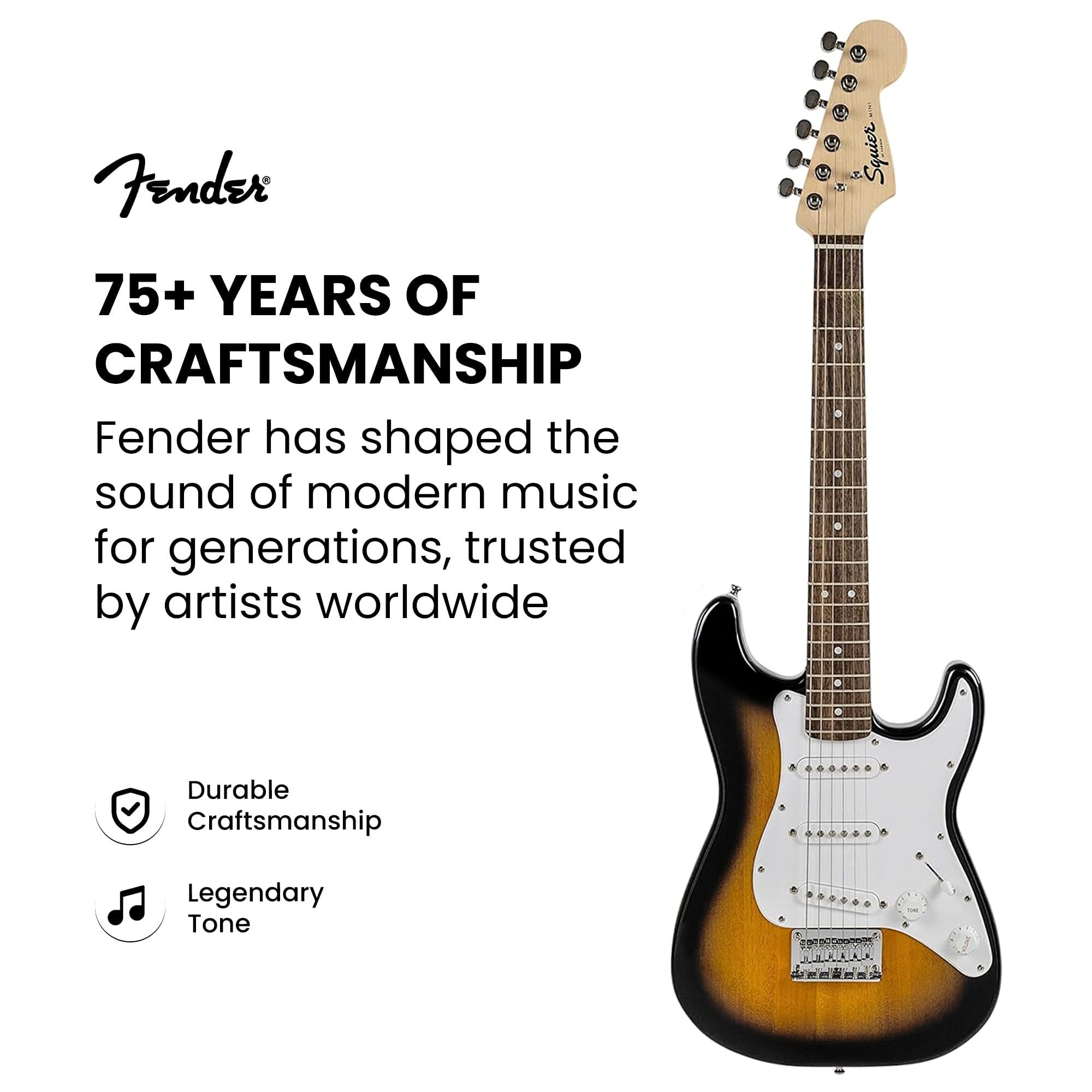 Amazon.com: Fender Squier 3/4 Size Kids Mini Strat Electric Guitar